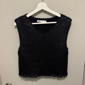 Zara Black Knit Sleeveless Crop Top